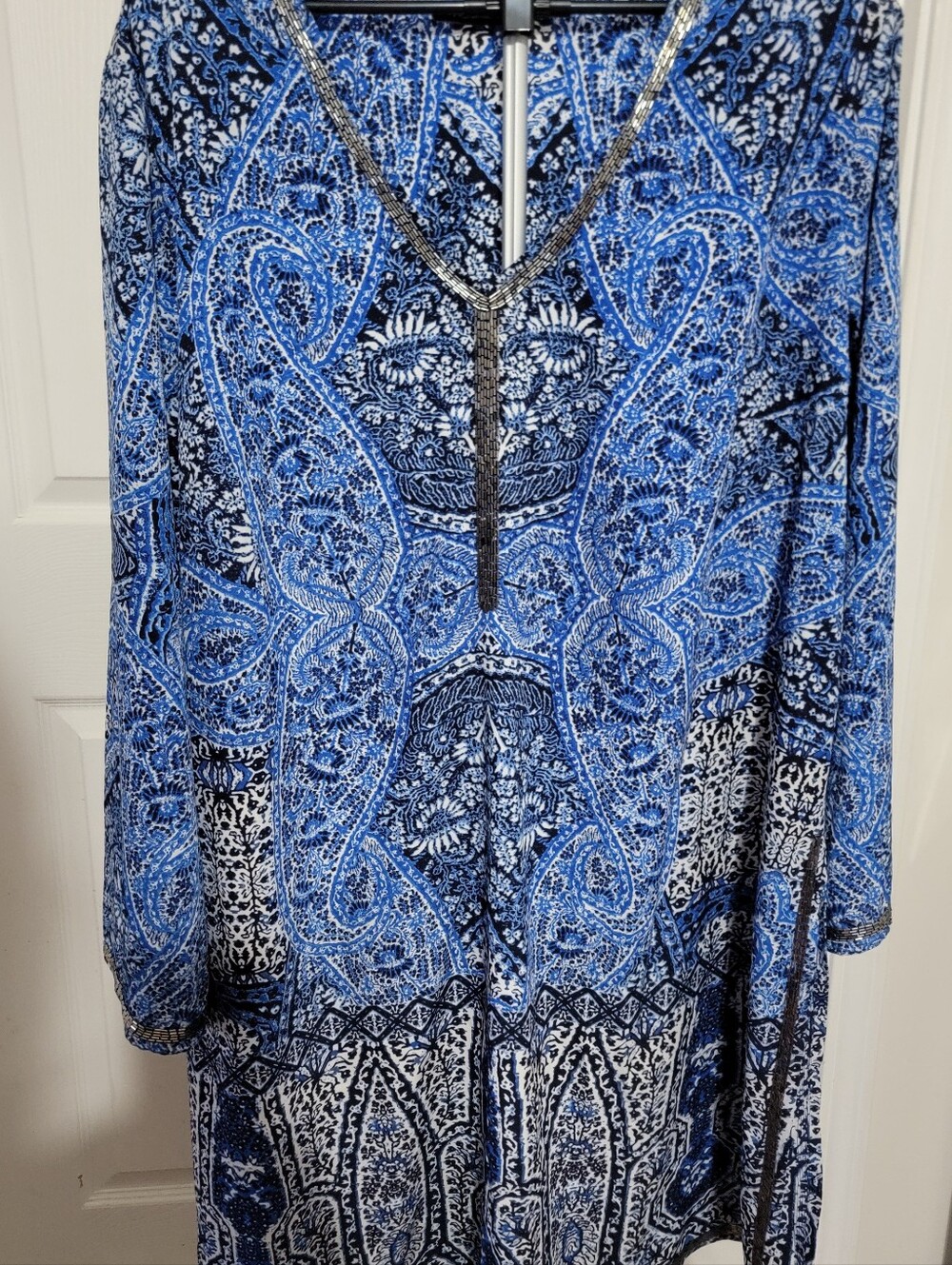 Roaman's Blue Paisley Print Skirt